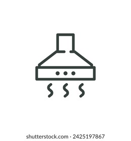 Kitchen Hood Thin Outline Icon Exhaust. Such Line Sign as Extractor Hood, Kitchen Ventilation. Vector Isolated Custom Pictogram for Web and App on White Background Editable Stroke.