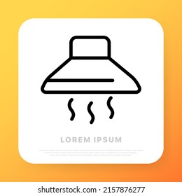 Kitchen Hoods Line Icon. Food, Cooking, Steam, Evaporation, Water, Man, People, Vegetables, Fruits, Dinner, Lunch, Breakfast, Oven, Fry, Boil, Heat. Technology Concept.