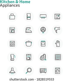 Kitchen And Household Appliance Icons.