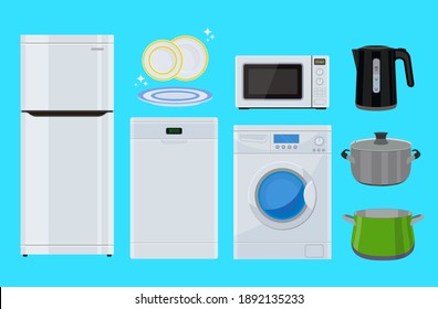 Kitchen. Household appliances for the kitchen. Tableware. The modern way of life. Vector stock illustration