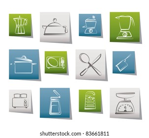 kitchen and household equipment icon - vector icon set