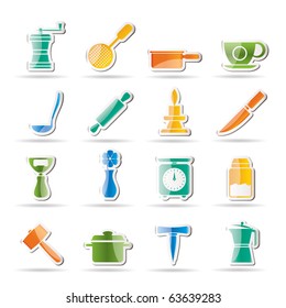 Kitchen and household tools icons - vector icon set