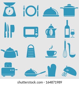 Kitchen and household Utensil Icons set.Vector 