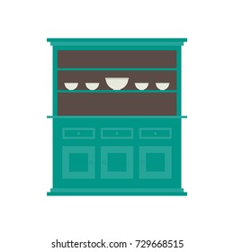 Kitchen hutch. Flat style  in vector. In color.