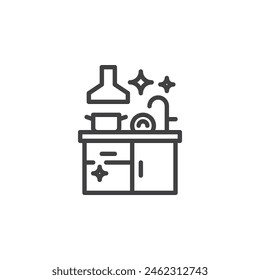 Icono de línea de higiene de cocina. signo de estilo lineal para concepto móvil y Diseño web. Icono de Vector de contorno de cocina limpio. Símbolo, ilustración del logotipo. Vector gráfico