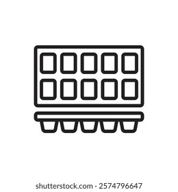Kitchen Ice Cube Tray Outline Icon Vector Illustration