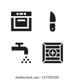 kitchen icon. 4 kitchen vector icons set. knife, package and oven icons for web and design about kitchen theme
