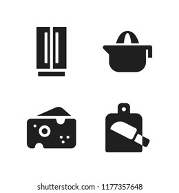 kitchen icon. 4 kitchen vector icons set. squeezer, cheese and chopping board icons for web and design about kitchen theme