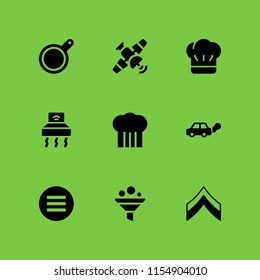kitchen icon. 9 kitchen set with chevron, chef, menu and tools and utensils vector icons for web and mobile app