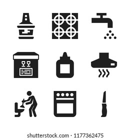 kitchen icon. 9 kitchen vector icons set. extractor hood, oven and plumber icons for web and design about kitchen theme