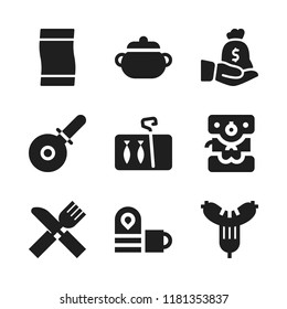 kitchen icon. 9 kitchen vector icons set. coffee maker, pizza cutter and beach towel icons for web and design about kitchen theme