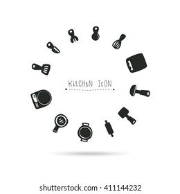 Kitchen icon. circle frame background illustration vector.