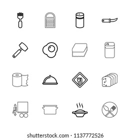 Kitchen icon. collection of 16 kitchen outline icons such as pepper, soup, fork, gardening knife, dish, restaurant, knife, egg. editable kitchen icons for web and mobile.