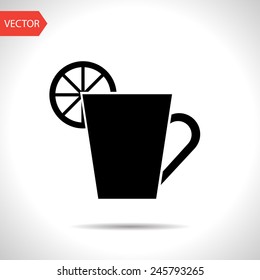 kitchen icon of cup with lemon