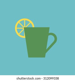 kitchen icon of cup with lemon
