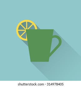 kitchen icon of cup with lemon