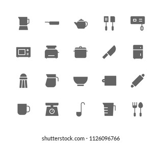 Kitchen Icon Design Vector Symbol Blender Pot Pan Kettle Spatula Mixer Microwave Toaster Knife Fridge Bowl Mug Ladle Cutler