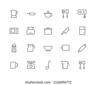 Kitchen Icon Design Vector Symbol Blender Pot Pan Kettle Spatula Mixer Microwave Toaster Knife Fridge Bowl Mug Ladle Cutler