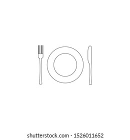 kitchen icon of dish, fork and knife. serving the table.