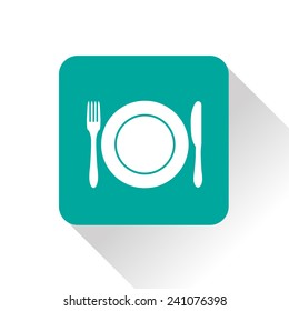 kitchen icon of dish, fork and knife