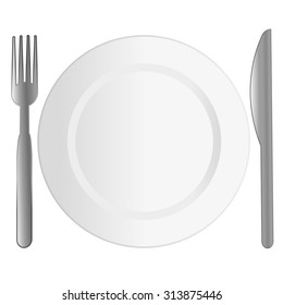 kitchen icon of dish, fork and knife