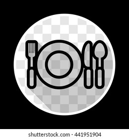 kitchen icon of dish, fork and knife. Vector illustration