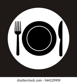 kitchen icon of dish, fork and knife