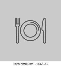 kitchen icon of dish, fork and knife on the white background