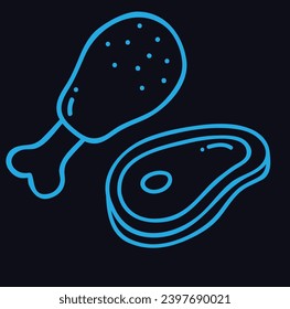 Kitchen icon doodle icon food icon with black background