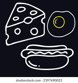 Kitchen icon doodle icon food icon with black background