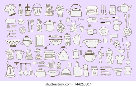 Kitchen icon doodle set
