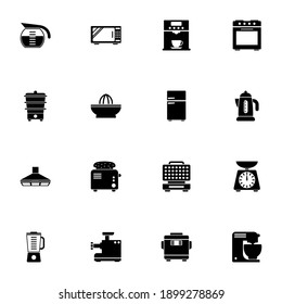 Kitchen icon - Expand to any size - Change to any colour. Perfect Flat Vector Contains such Icons as toaster, microwave oven, grill stove, blender, cooker hood, fridge, steamer, teapot, meat grinder