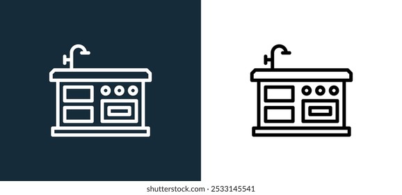 kitchen icon isolated on white and black colors. kitchen outline linear vector icon from property collection for mobile apps, web and ui.