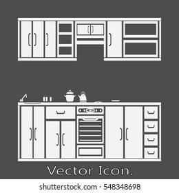 Kitchen icon isolated sign symbol and flat style for app, web and digital design. Vector illustration