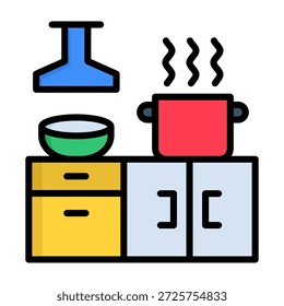 Ícone de cozinha Estilo de cor linear Ilustração do vetor