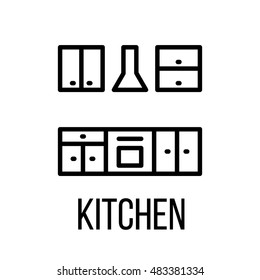 Kitchen icon or logo in modern line style. High quality black outline pictogram for web site design and mobile apps. Vector illustration on a white background.