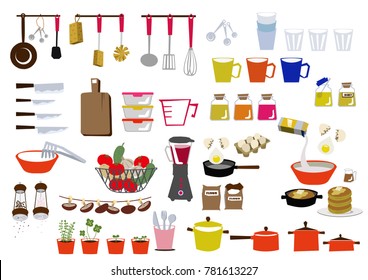 Kitchen icon material collection.
Kitchen clip art.
Daily necessities, materials for daily necessities.
Image of housework.

