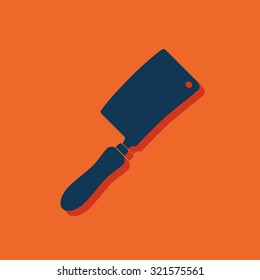 kitchen icon of meat cleaver knife