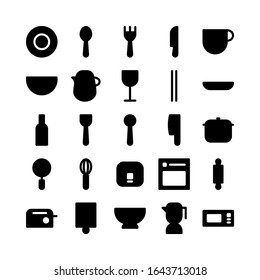 kitchen icon pack, glyph style version