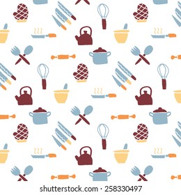Kitchen Icon pattern - freehand drawing vector illustration