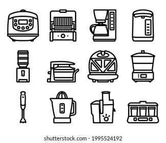 Kitchen Icon Set. Bold outline design with editable stroke width. Vector Illustration.