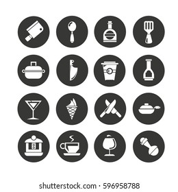kitchen icon set in circle buttons