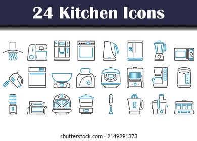 Kitchen Icon Set. Editable Bold Outline With Color Fill Design. Vector Illustration.