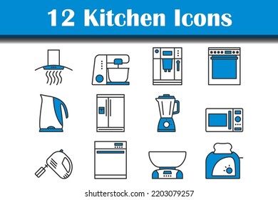 Kitchen Icon Set. Editable Bold Outline With Color Fill Design. Vector Illustration.