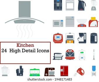 Kitchen Icon Set. Flat Design. Fully editable vector illustration. Text expanded.