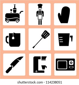 kitchen icon set, food and drink icon set