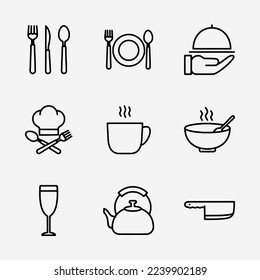 Kitchen icon set isolated on white