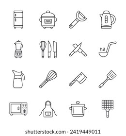 Kitchen icon set isolated on white