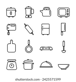 Kitchen icon set isolated on white