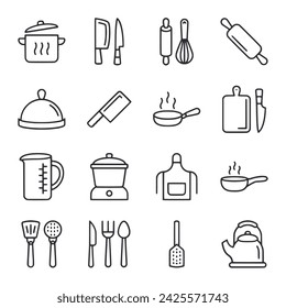 Conjunto de iconos de cocina aislado en blanco